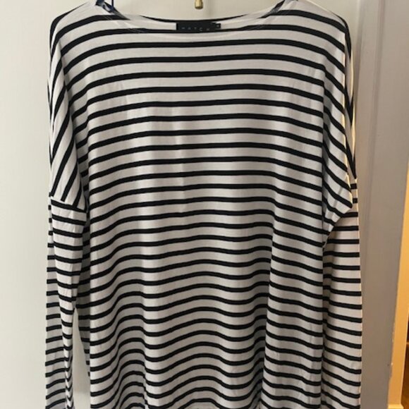 Hatch Black and White Striped Long Sleeve Tee - Picture 2 of 4